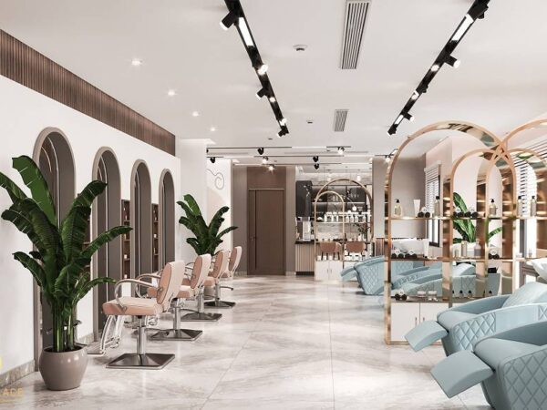 Thiết kế nội thất Salon tóc kết hợp nail sang trọng