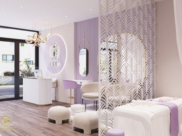 Thiết kế spa với tông màu tím lavender ấn tượng