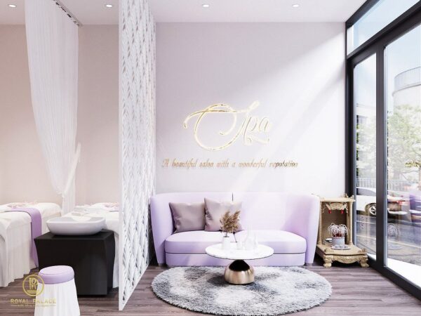 Thiết kế spa với tông màu tím lavender ấn tượng