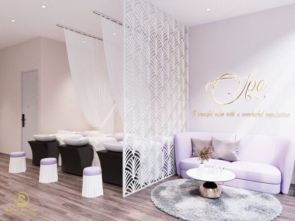 Thiết kế spa với tông màu tím lavender ấn tượng