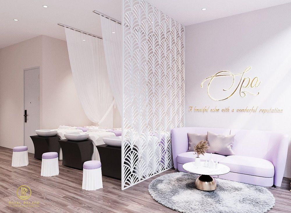 Thiết kế spa với tông màu tím lavender ấn tượng