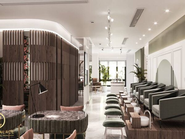 Thiết kế nội thất Salon tóc kết hợp nail sang trọng