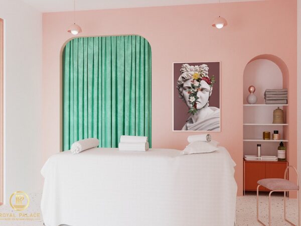 Thiết kế Spa màu hồng - xanh hiện đại