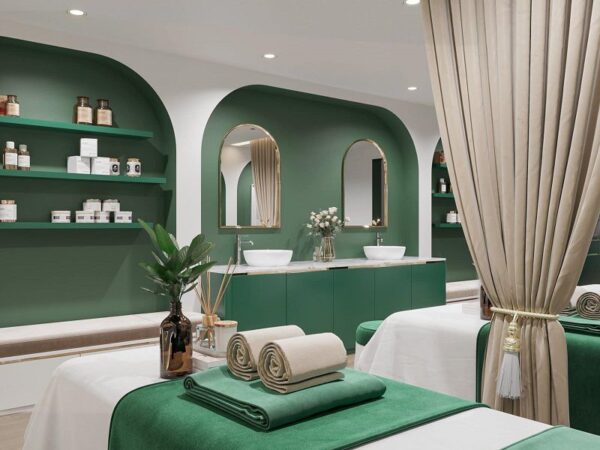 Spa dưỡng sinh là gì ? Lưu ý quan trọng khi thiết kế spa dưỡng sinh màu xanh đẹp
