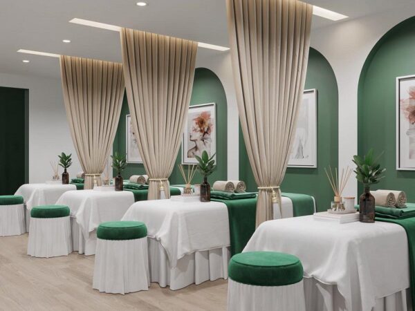 Spa dưỡng sinh là gì ? Lưu ý quan trọng khi thiết kế spa dưỡng sinh màu xanh đẹp