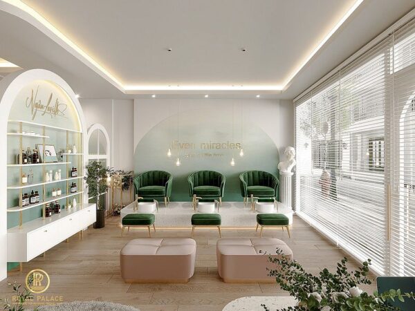 Mẫu thiết kế Spa màu xanh lá hiện đại