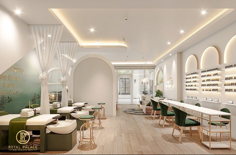 Mẫu thiết kế Spa màu xanh lá hiện đại