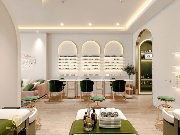 Mẫu thiết kế Spa màu xanh lá hiện đại