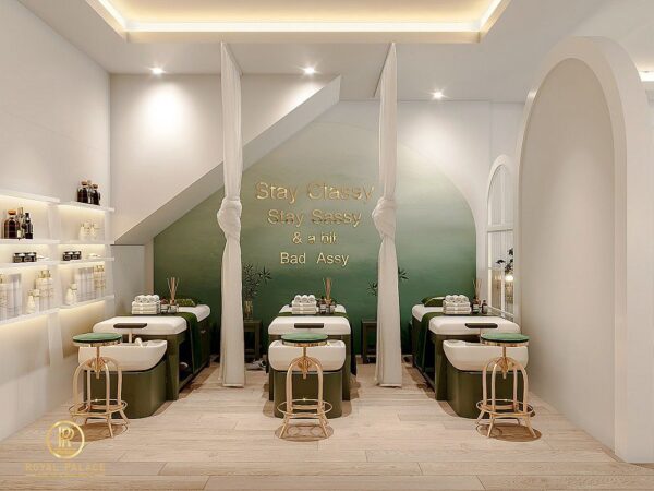 Mẫu thiết kế Spa màu xanh lá hiện đại