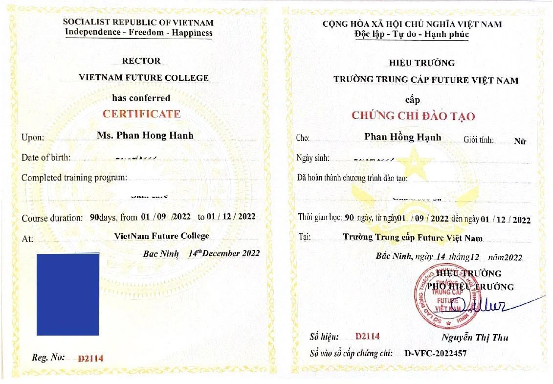 Chứng chỉ nghề spa