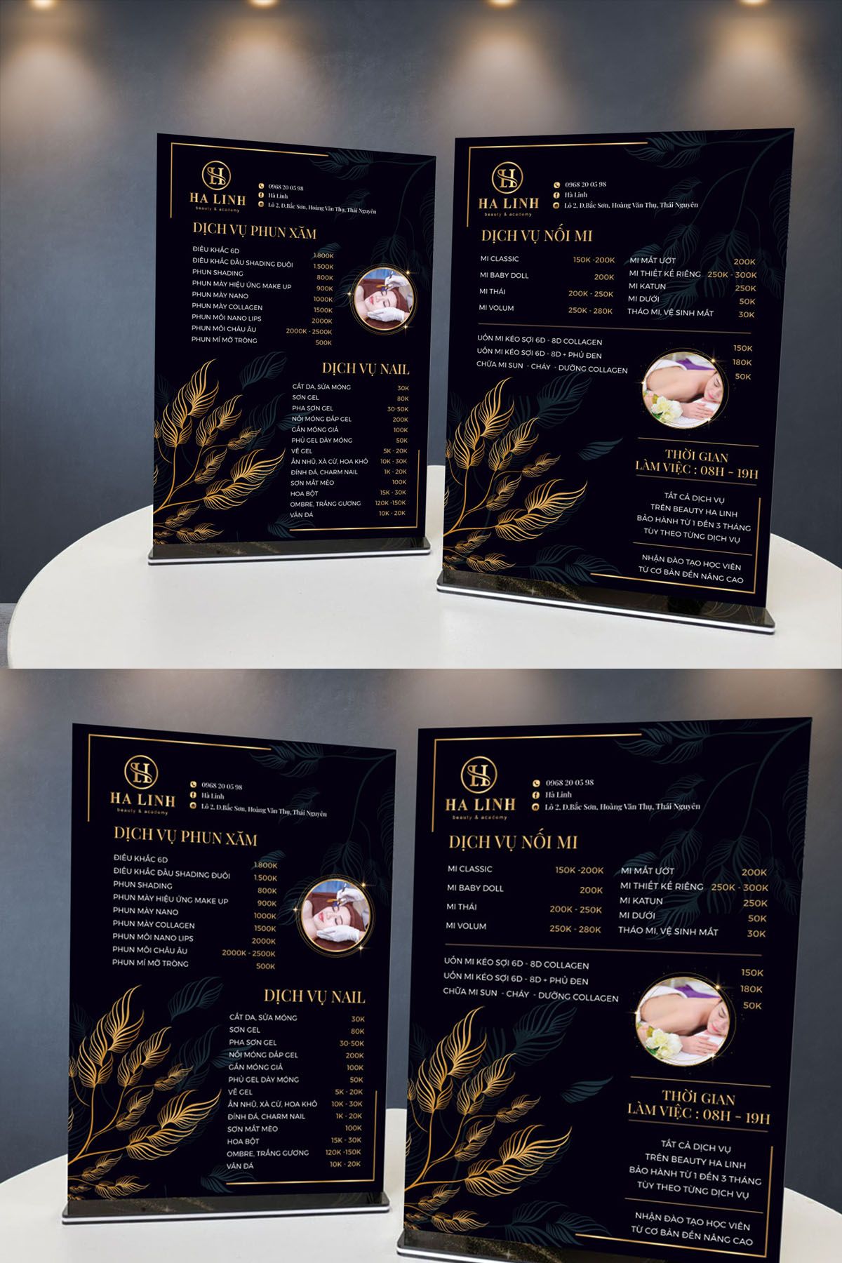 thiết kế menu spa đẹp