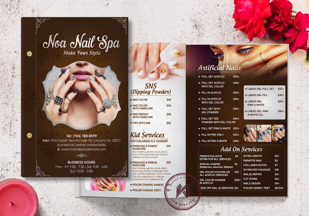 thiết kế menu spa đẹp