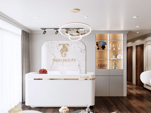 Thiết kế spa hiện đại sang trọng. Cách đặt quầy lễ tân Spa thu hút tài lộc.