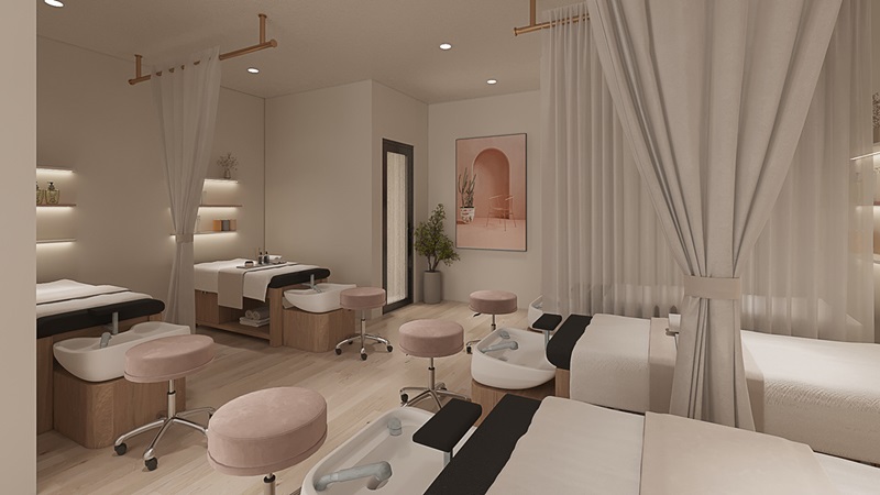Mẫu thiết kế Spa đẹp màu hồng xinh xắn