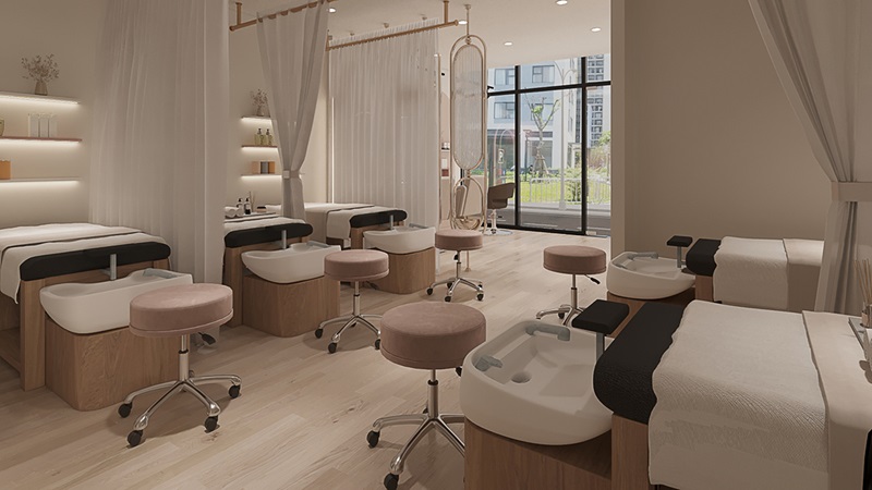 Mẫu thiết kế Spa đẹp màu hồng xinh xắn