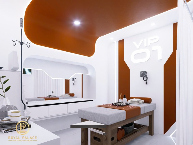 Thiết kế Spa Tín Tâm 170m2 tone màu nâu trắng