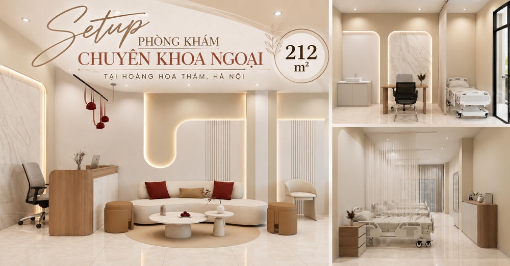 Thiết Kế Phòng Khám Chuyên Khoa Ngoại 212m² Tại Hoàng Hoa Thám, Hà Nội