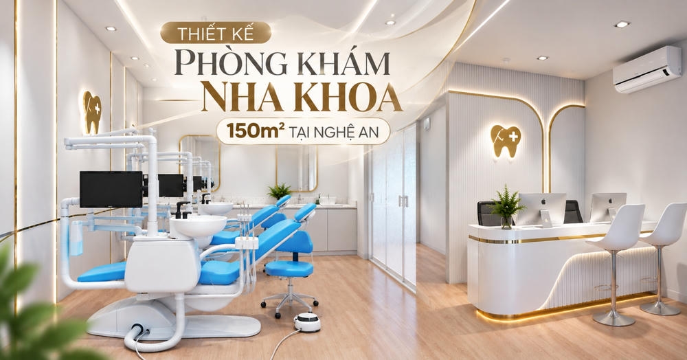 Thiết kế phòng khám nha khoa 150m2 tại Nghệ An